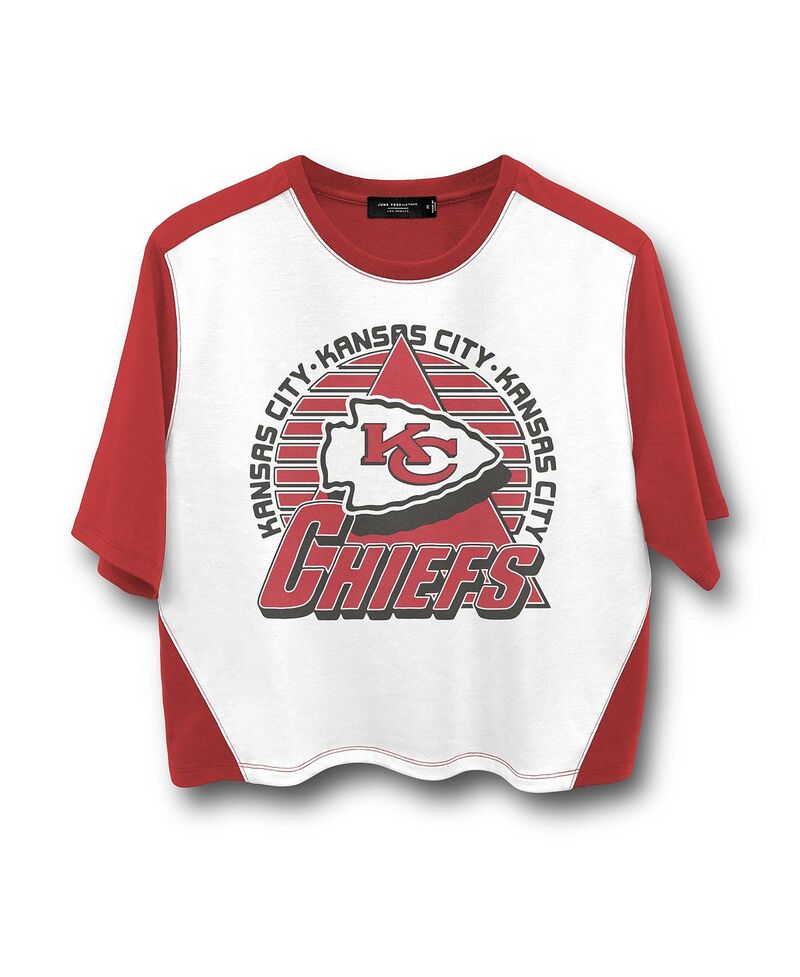ジャンクフードクロージング レディース トップス プルオーバー Junk Food Clothing Women\u0027s NFL Kansas City Chiefs Color Block Crop Tee White/Licorice 白いこと