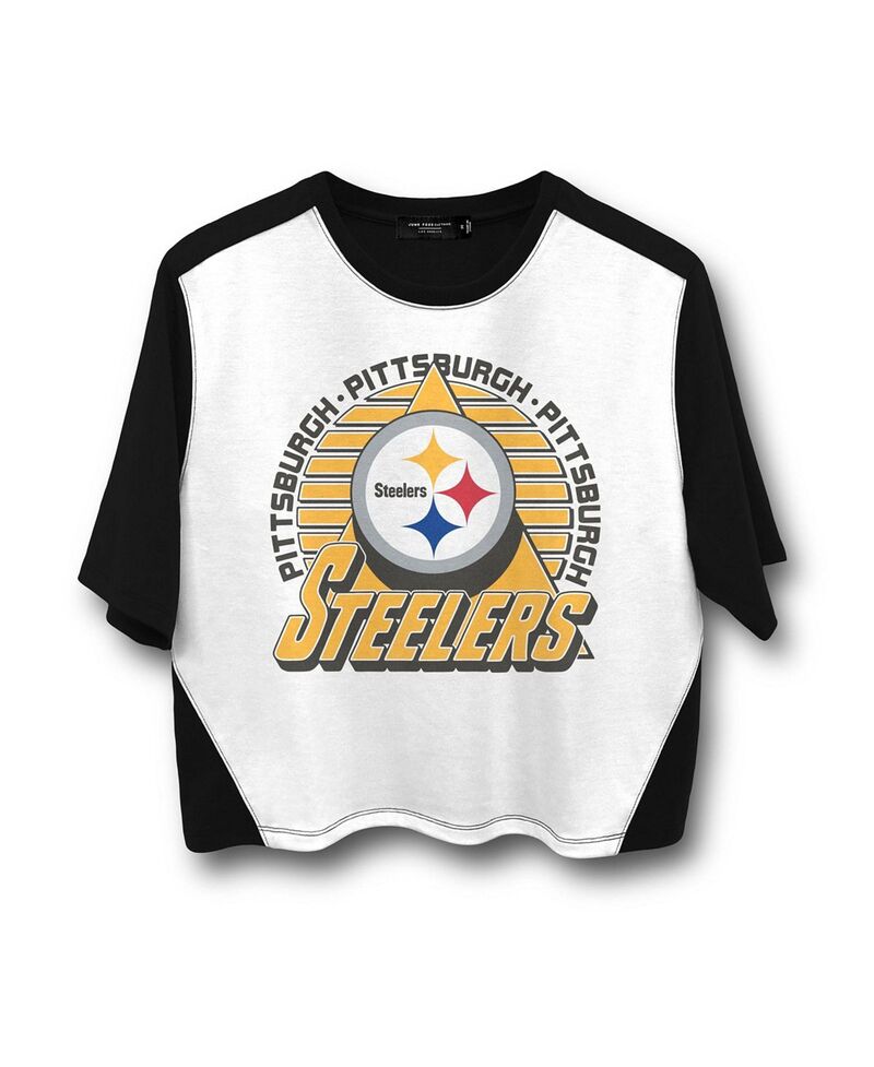 ジャンクフードクロージング レディース トップス プルオーバー Junk Food Clothing Women\u0027s NFL Pittsburgh Steelers Color Block Crop Tee White 白いこと