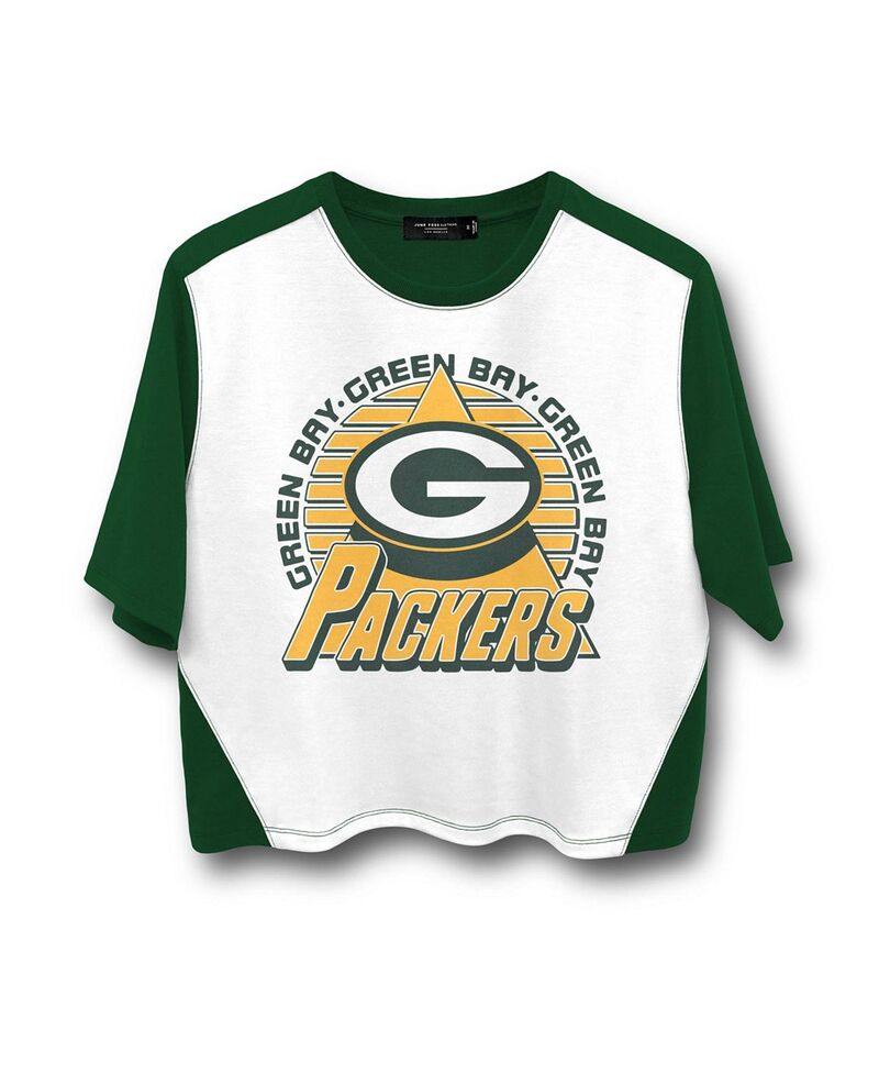 ジャンクフードクロージング レディース トップス プルオーバー Junk Food Clothing Women\u0027s NFL Green Bay Packers Color Block Crop Tee White 白いこと