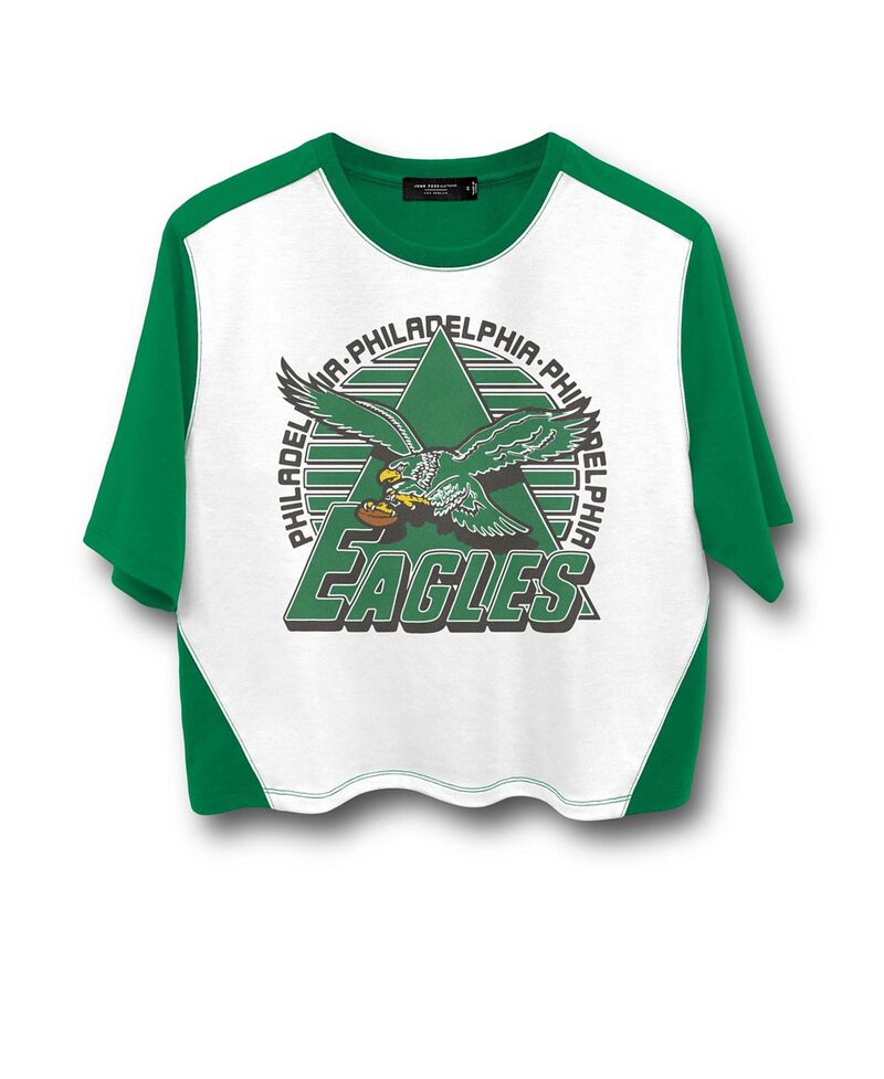 ジャンクフードクロージング レディース トップス プルオーバー Junk Food Clothing Women\u0027s NFL Philadelphia Eagles Color Block Crop Tee White 白いこと