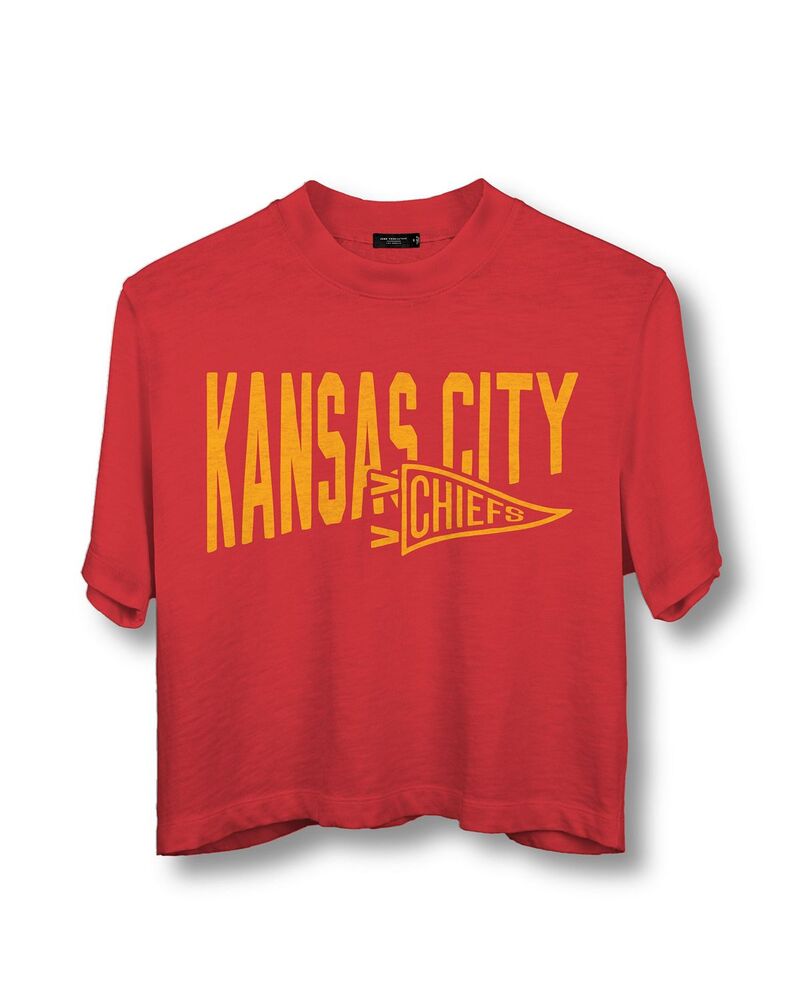 ジャンクフードクロージング レディース トップス プルオーバー モックネック Junk Food Clothing NFL Women\u0027s Kansas City Chiefs Dual Threat Mock Neck Crop Tee Licorice