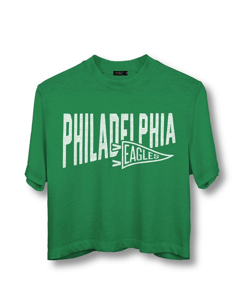 ジャンクフードクロージング レディース トップス プルオーバー モックネック Junk Food Clothing NFL Women\u0027s Philadelphia Eagles Dual Threat Mock Neck Crop Tee Kelly