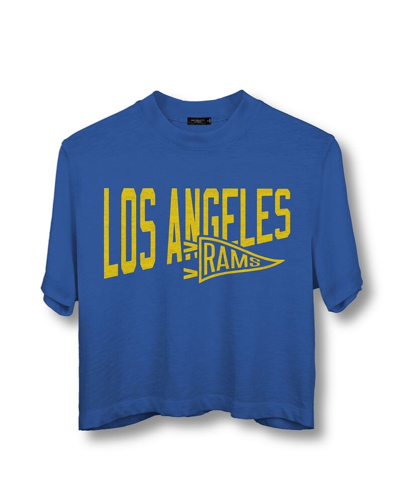 ジャンクフードクロージング レディース トップス プルオーバー モックネック Junk Food Clothing NFL Women\u0027s Los Angeles Rams Dual Threat Mock Neck Crop Tee Liberty