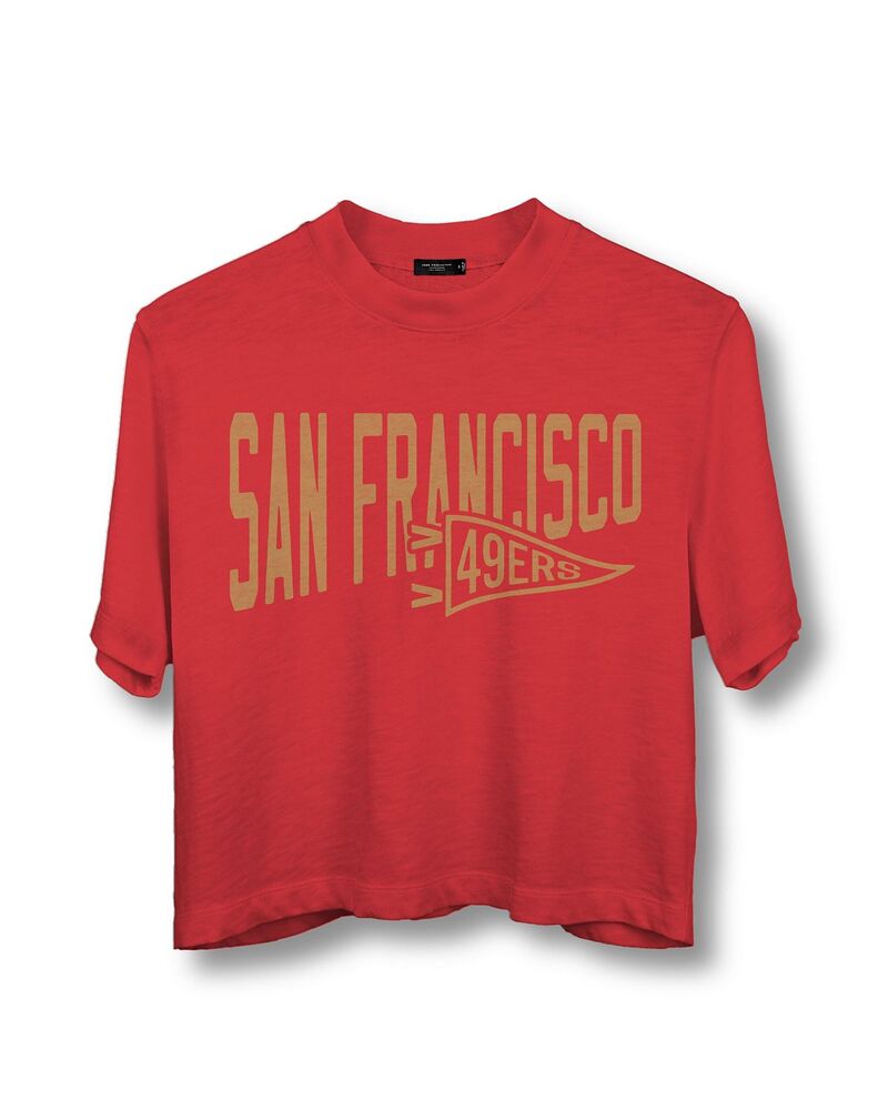 ジャンクフードクロージング レディース トップス プルオーバー モックネック Junk Food Clothing Women\u0027s NFL San Francisco 49ers Dual Threat Mock Neck Crop Tee Licorice