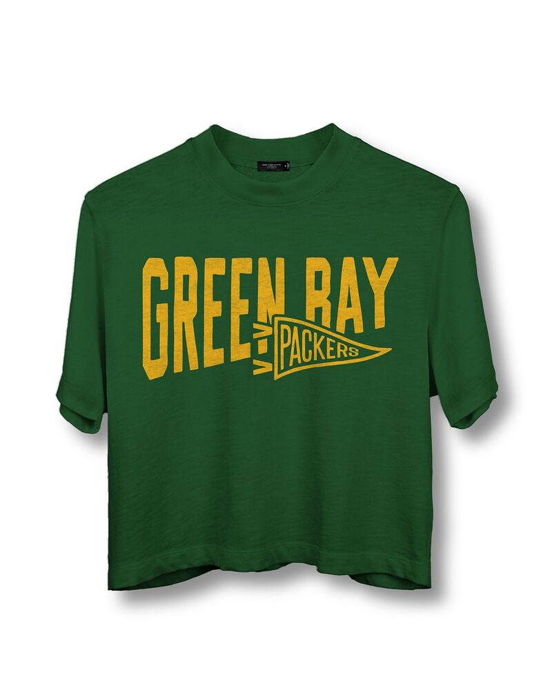 ジャンクフードクロージング レディース トップス プルオーバー モックネック Junk Food Clothing NFL Women\u0027s Green Bay Packers Dual Threat Mock Neck Crop Tee Hunter 緑であること