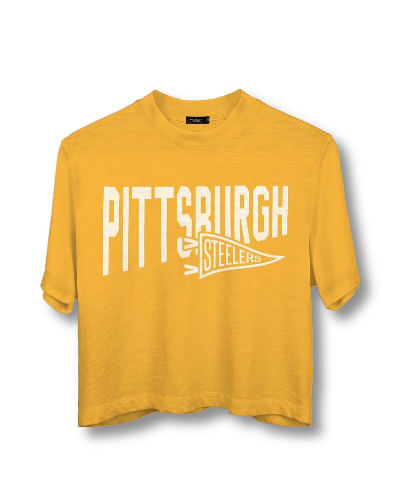 ジャンクフードクロージング レディース トップス プルオーバー モックネック Junk Food Clothing Women\u0027s NFL Pittsburgh Steelers Dual Threat Mock Neck Crop Tee Mustard 洋芥子