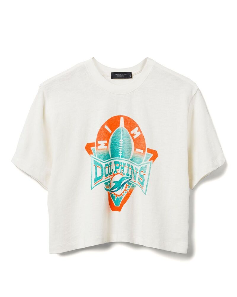 ジャンクフードクロージング レディース トップス プルオーバー モックネック Junk Food Clothing Women\u0027s NFL Miami Dolphins Mock Neck Crop Tee White 白いこと