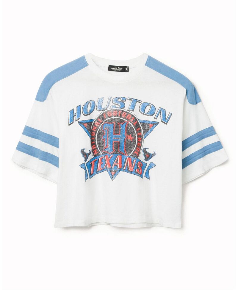 ジャンクフードクロージング レディース トップス プルオーバー Junk Food Clothing Women\u0027s NFL Houston Texanstriped Crop Tee Vintage White/Blueberry 白いこと