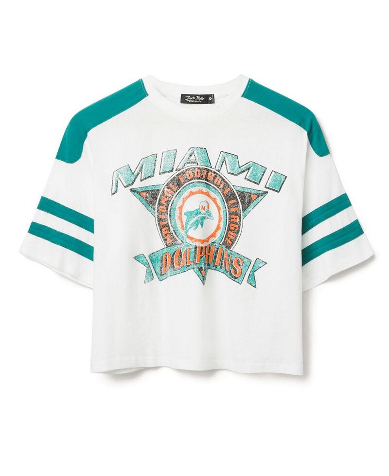 ジャンクフードクロージング レディース トップス プルオーバー Junk Food Clothing Women\u0027s NFL Miami Dolphinstriped Crop Tee Vintage White/Teal 白いこと