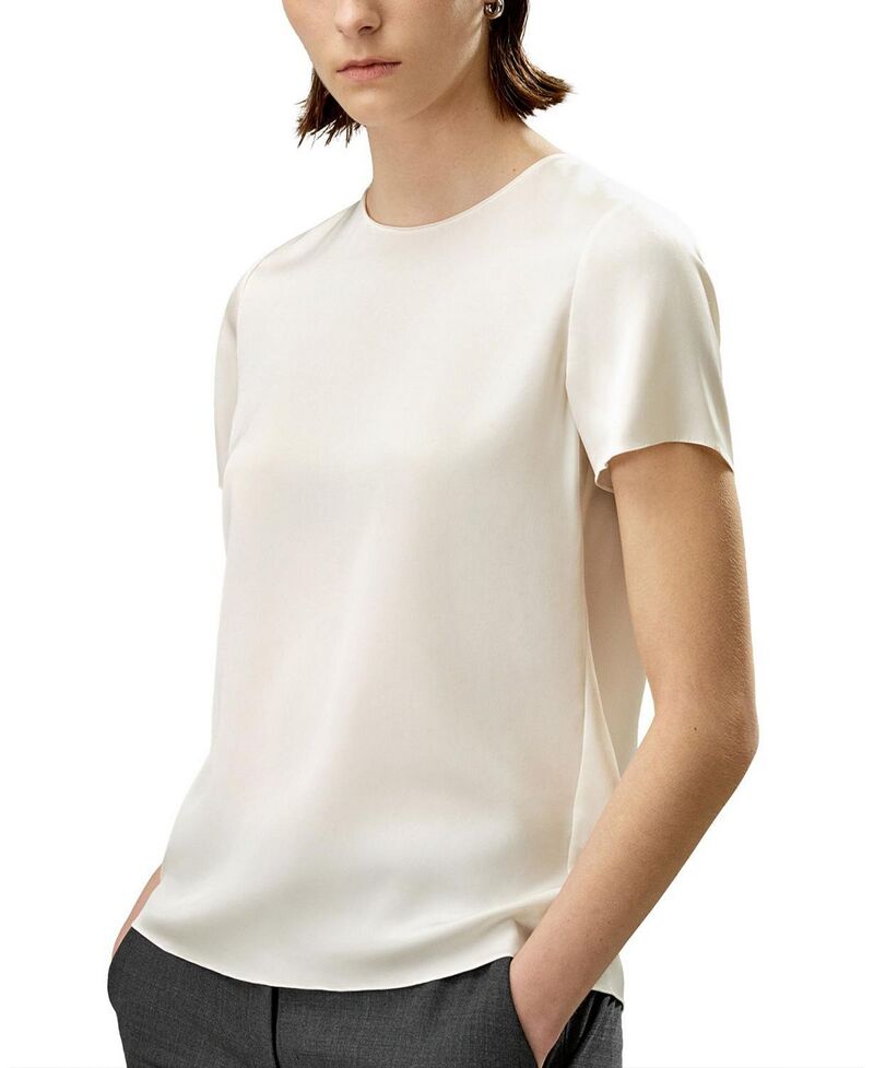 リリーシルク レディース トップス シャツ LILYSILK Basic Silk T-Shirt Natural White ホワイト｜ReVida 店