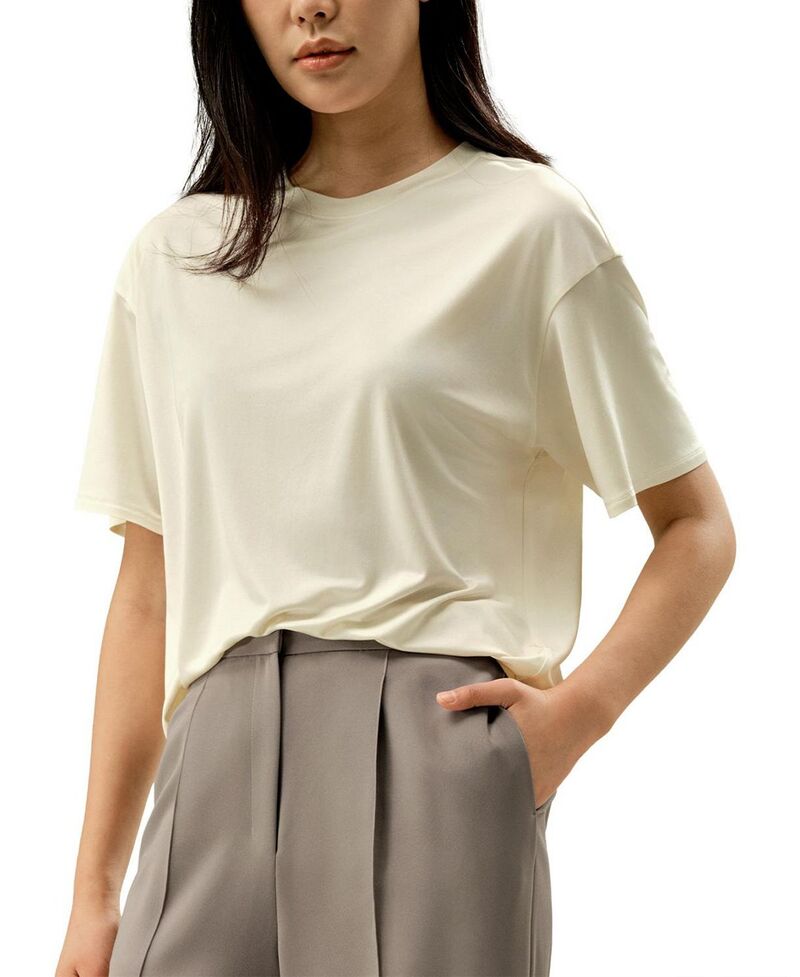 リリー絹地 レディース トップス プルオーバー プルオーバー LILYSILK Oversized Silk Jersey Tee Lily White 白いこと