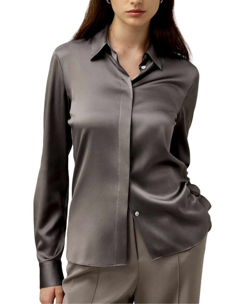 リリーシルク レディース トップス シャツ LILYSILK Elegant Silhouette Silk Shirt Mercury｜ReVida 店