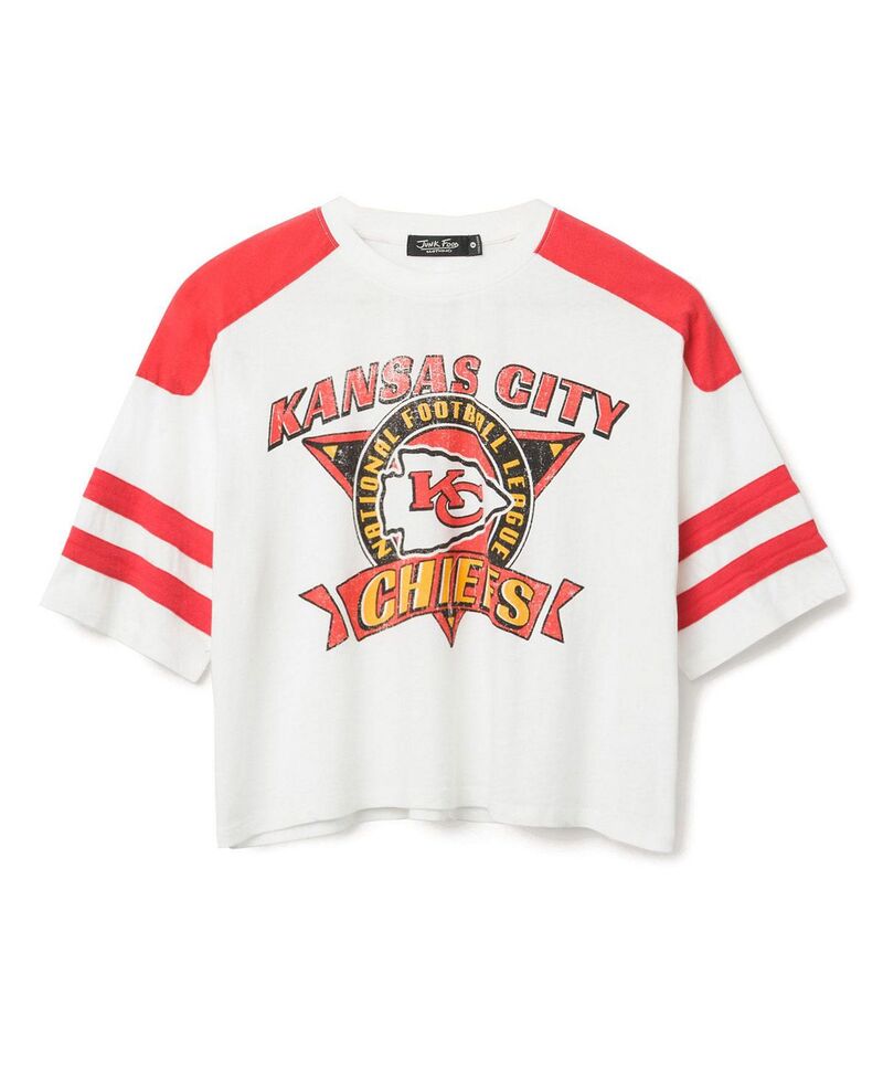 ジャンクフードクロージング レディース トップス プルオーバー Junk Food Clothing Women\u0027s NFL Kansas City Chiefstriped Crop Tee Vintage White/Licorice 白いこと