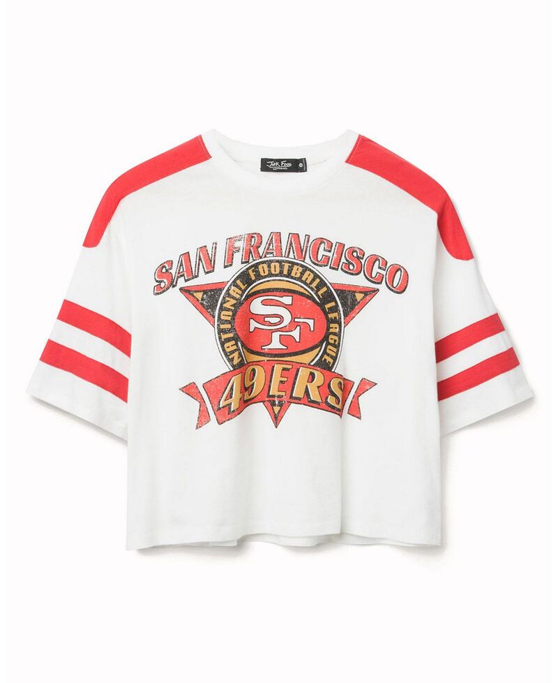 ジャンクフードクロージング レディース トップス プルオーバー Junk Food Clothing Women\u0027s NFL San Francisco 49erstriped Crop Tee Vintage White/Licorice 白いこと