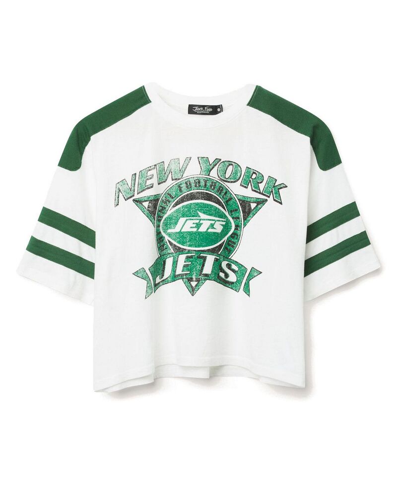 ジャンクフードクロージング レディース トップス プルオーバー Junk Food Clothing Women\u0027s NFL New York Jetstriped Crop Tee Vintage White/Dark Green 白いこと