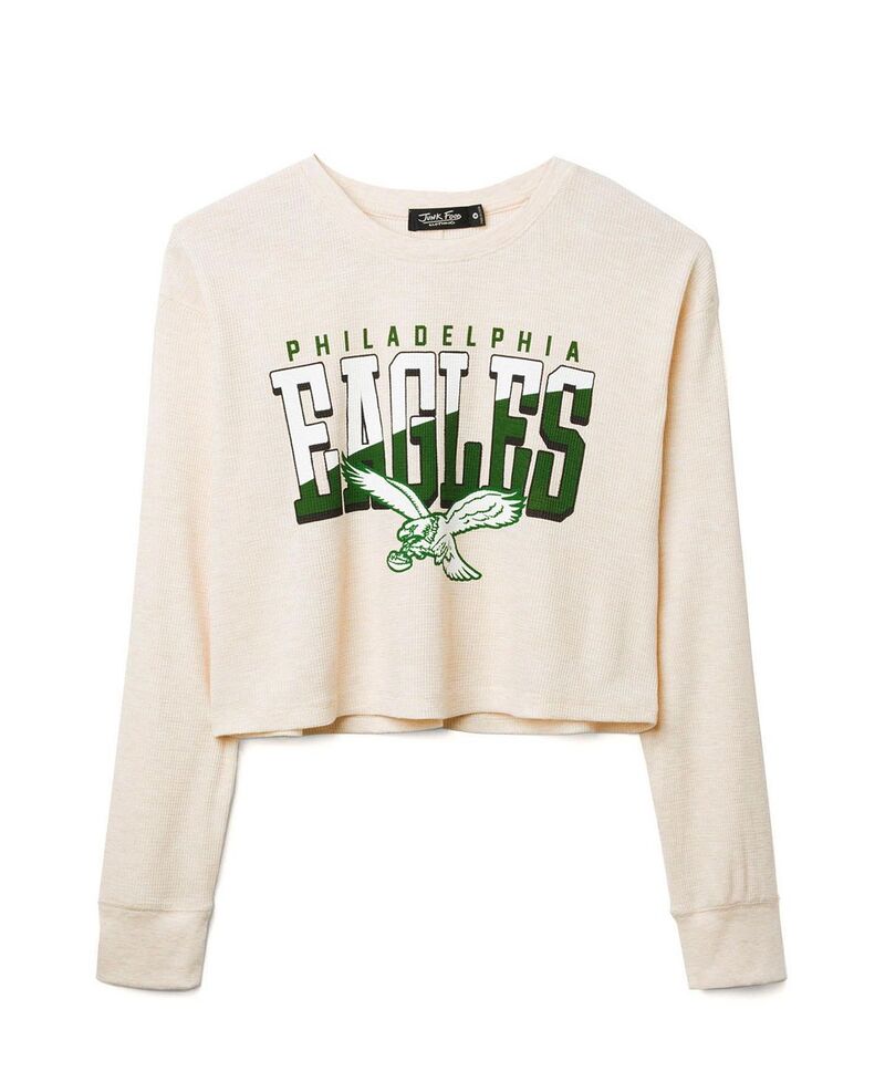 ジャンクフードクロージング レディース トップス プルオーバー Junk Food Clothing Women\u0027s NFL Philadelphia Eagleslant Crop Thermal Tee Oatmeal オートミール