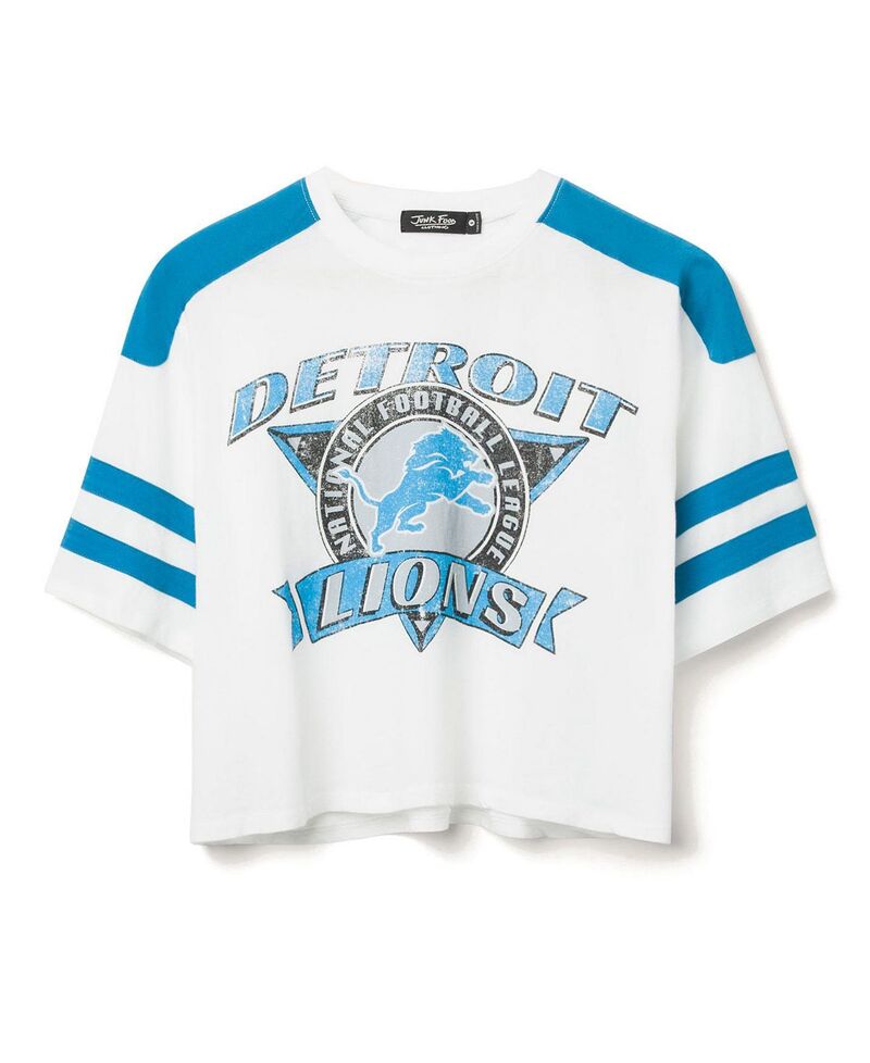 ジャンクフードクロージング レディース トップス プルオーバー Junk Food Clothing Women\u0027s NFL Detroit Lionstriped Crop Tee Vintage White/Lions Blue 白いこと