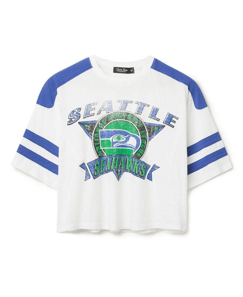 ジャンクフードクロージング レディース トップス プルオーバー Junk Food Clothing Women\u0027s NFL Seattle Seahawkstriped Crop Tee Vintage White/Liberty 白いこと