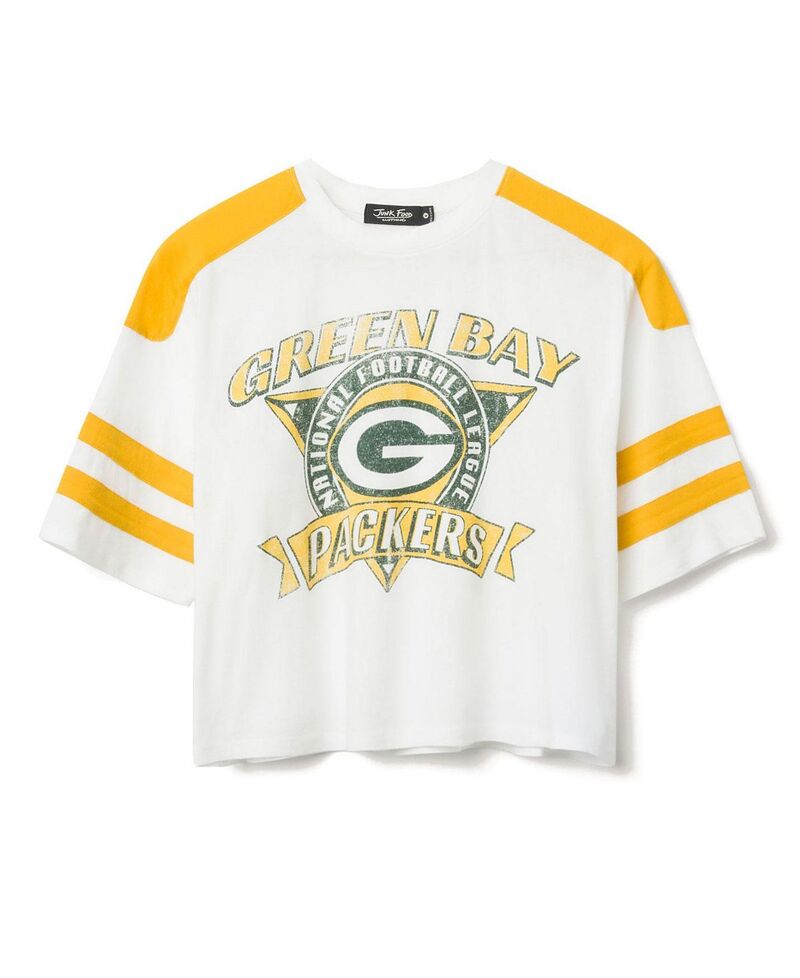 ジャンクフードクロージング レディース トップス プルオーバー Junk Food Clothing Women\u0027s NFL Green Bay Packerstriped Crop Tee Vintage White/Mustard 白いこと