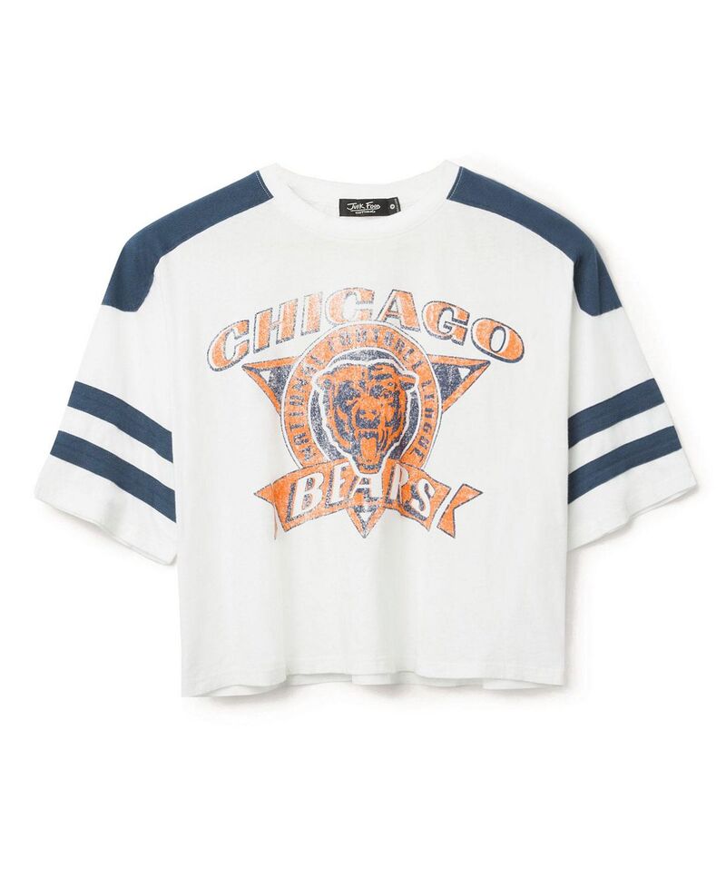 ジャンクフードクロージング レディース トップス プルオーバー Junk Food Clothing Women\u0027s NFL Chicago Bearstriped Crop Tee Vintage White/Navy 白いこと