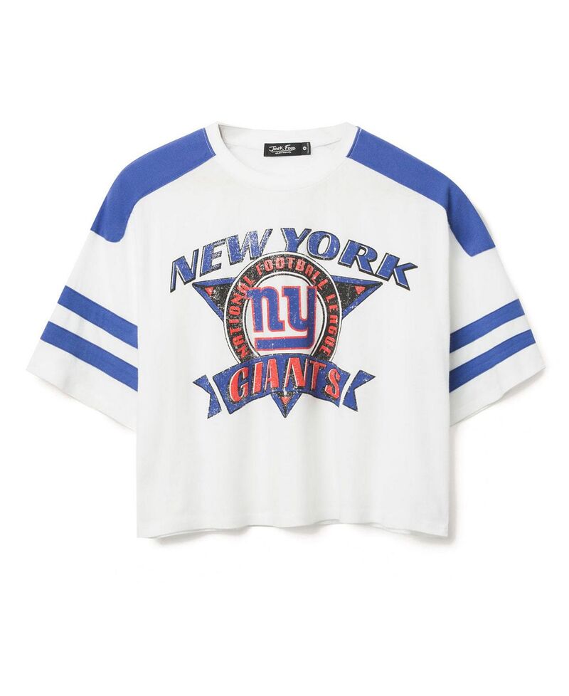 ジャンクフードクロージング レディース トップス プルオーバー Junk Food Clothing Women\u0027s NFL New York Giantstriped Crop Tee Vintage White/Liberty 白いこと