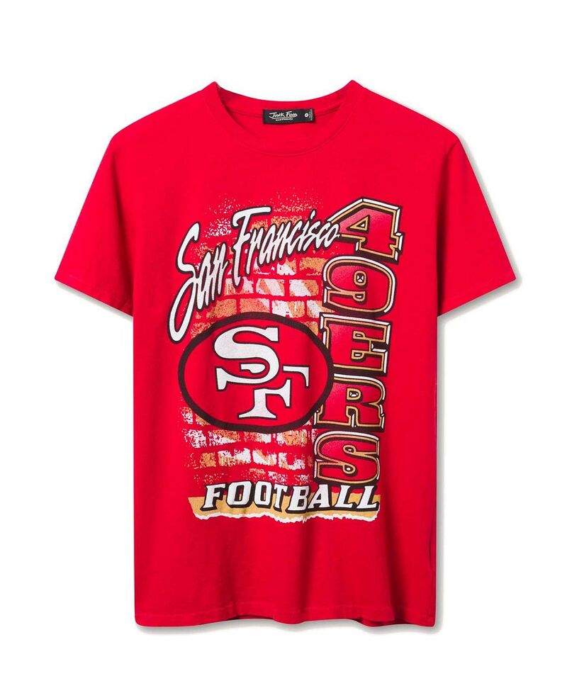 ジャンクフードクロージング レディース トップス Tシャツ ヴィンテージ Junk Food Clothing Women's NFL San Francisco 49ers Brick Vintage Tee Licorice｜ReVida 店