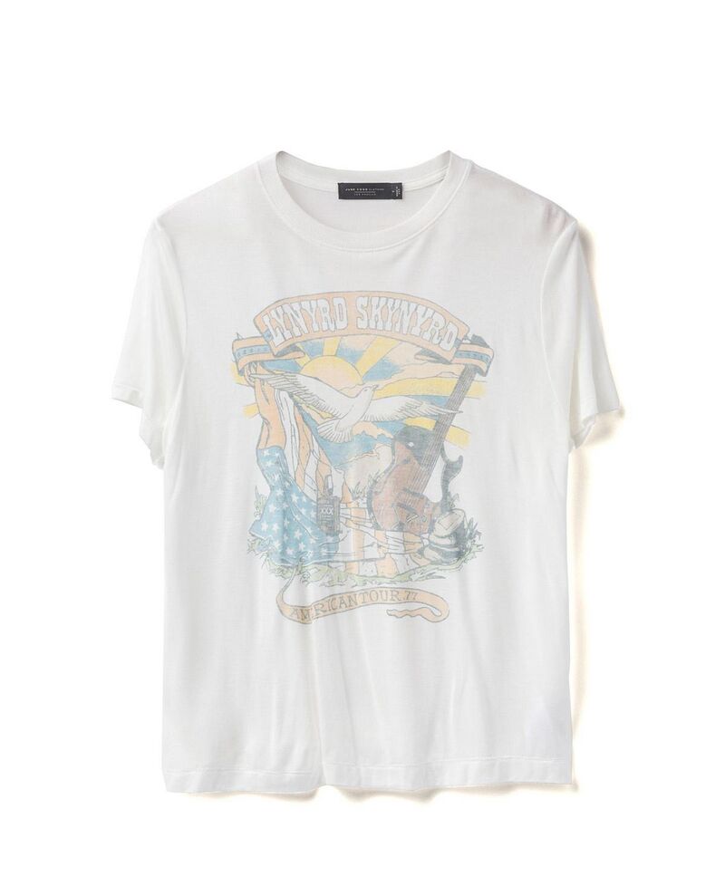 ジャンクフードクロージング レディース トップス Tシャツ ヴィンテージ Junk Food Clothing Women's Lynyrd Skynyrd American Tour '77 Vintage Tissue Tee Vintage White ホワイト｜ReVida 店