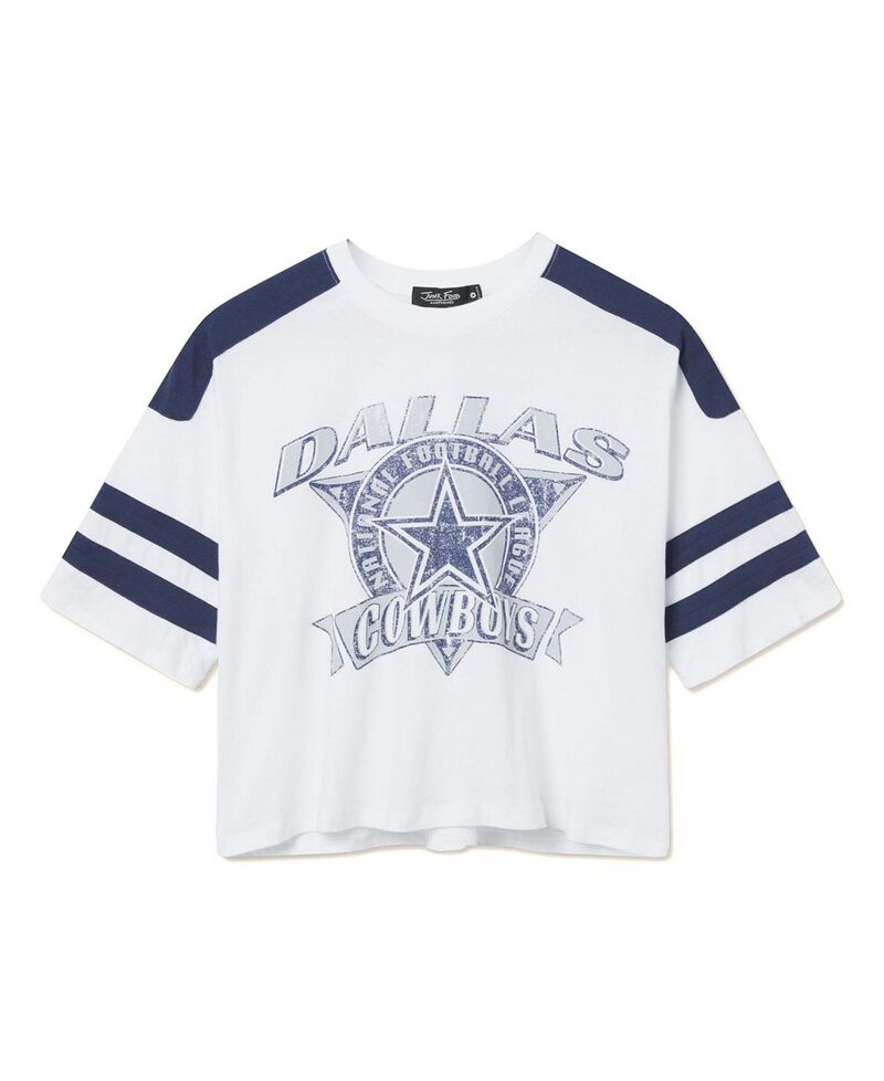 ジャンクフードクロージング レディース トップス プルオーバー Junk Food Clothing Women\u0027s NFL Dallas Cowboystriped Crop Tee White 白いこと