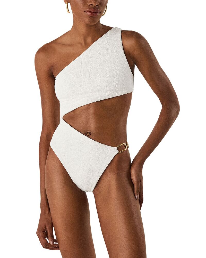 ヴィックス パウラ ハーマニー レディース 水泳着 上下仕掛ける 非対称 ViX Paula Hermanny ViX + Rosie Huntington-Whiteley Firenze Jo Maryl Asymmetric One Piece Swimsuit White 白いこと