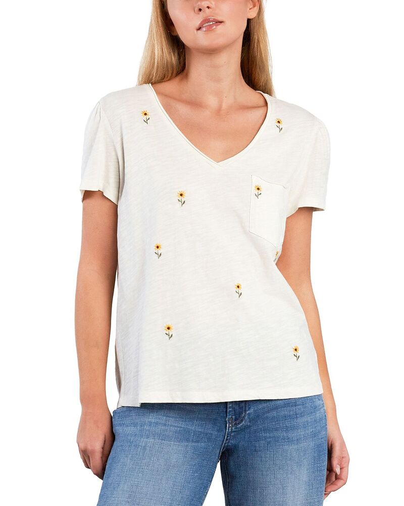 ビリー T レディース トップス プルオーバー 刺しゅう Billy T Sweet Embroidered Puff Tee White Flower 白いこと