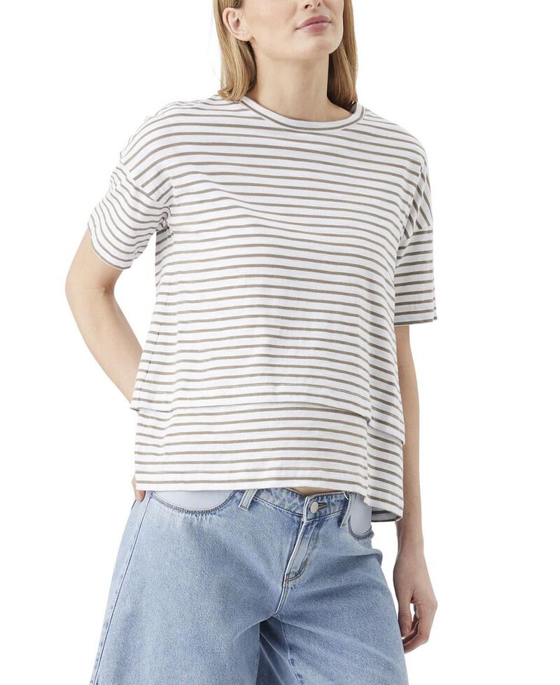 ライプマタニティ レディース トップス プルオーバー Ripe Maternity Claudette Nursing Tee White / Olive 白いこと