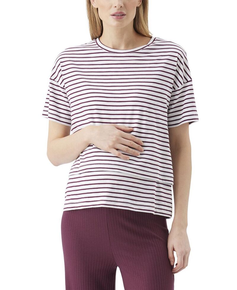 ライプマタニティ レディース トップス プルオーバー Ripe Maternity Claudette Nursing Tee White/Maroon 白いこと