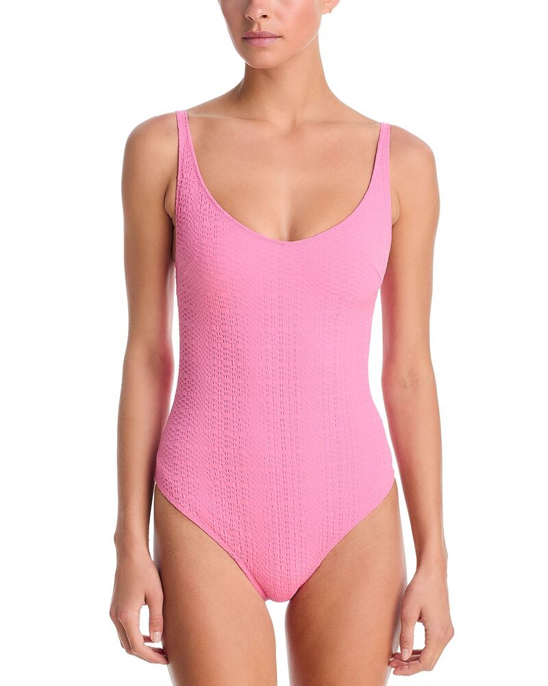 リサマリーフェマンデス レディース 水泳着 上下仕掛ける Lisa Marie Fernandez Marilyn Maillot One Piece Swimsuit Pink Seersucker サクラ色