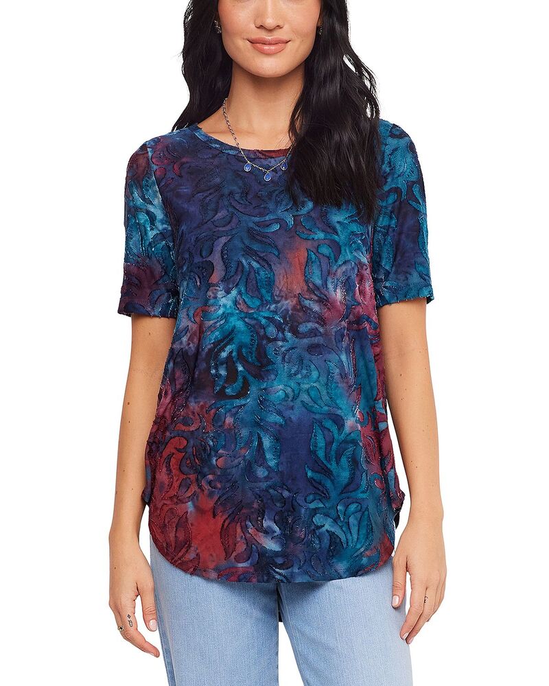 カレンケーン レディース トップス プルオーバー Karen Kane Short Sleeve Jacquard Shirttail Top Navy/Red 米国海軍