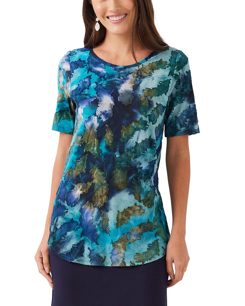 カレンケーン レディース トップス プルオーバー Karen Kane Short Sleeve Jacquard Shirttail Top Teal ティール