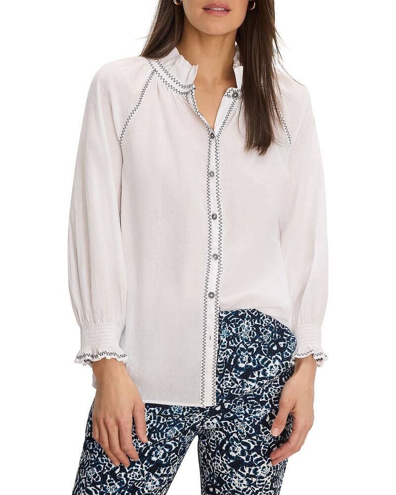 ニックプラスゾーイ レディース トップス プルオーバー NIC+ZOE Zigzag Stitch Shirt Paper White 白いこと
