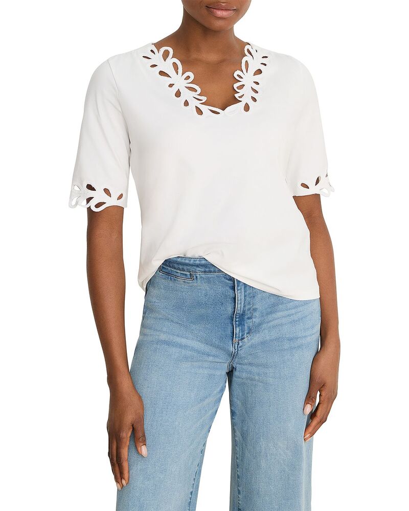 ニックプラスゾーイ レディース トップス プルオーバー トップ NIC+ZOE Rococo Edge Blouse Paper White 白いこと