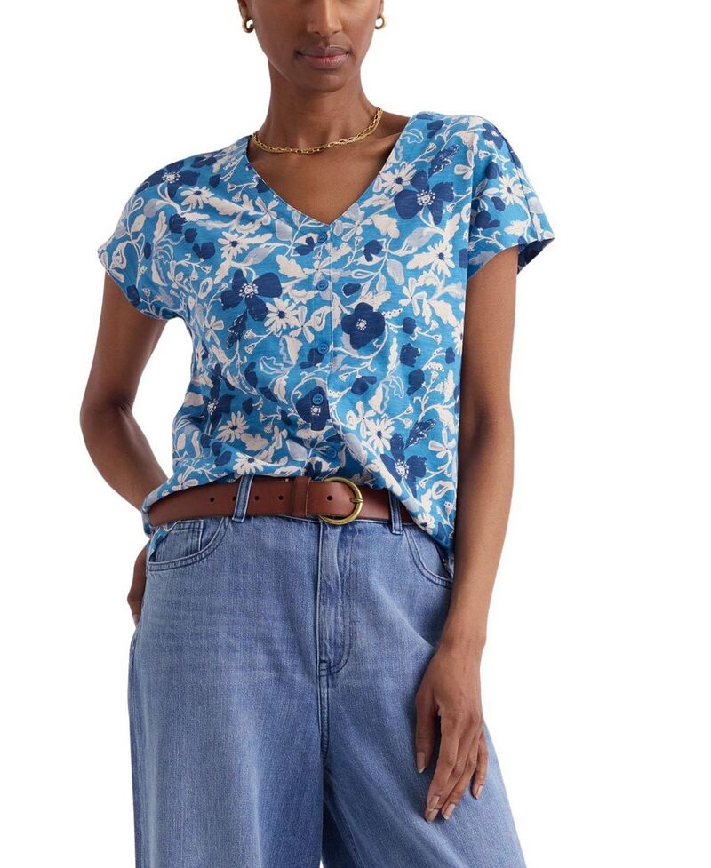 シーソルトコーンウォール レディース トップス プルオーバー Vのど首 プルオーバー Seasalt Cornwall Studio Glass V-Neck Jersey T-Shirt Winding Meadow Sailboats