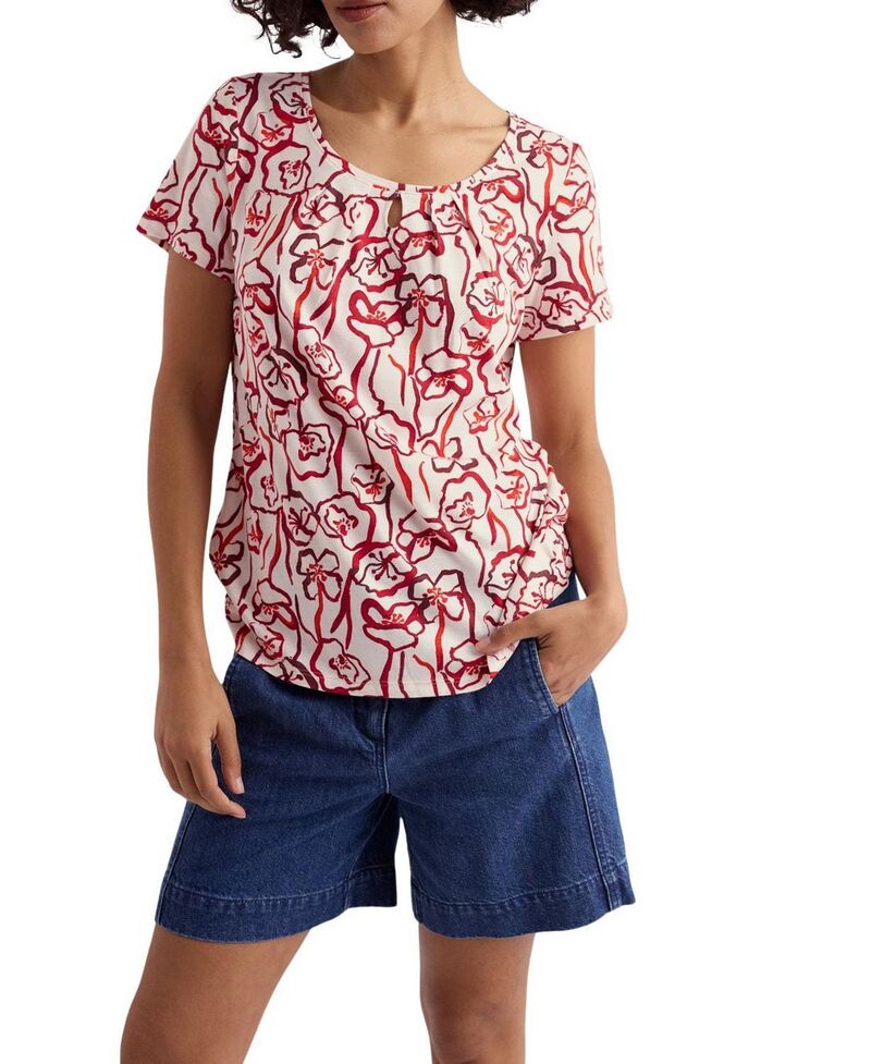 シーソルトコーンウォール レディース トップス プルオーバー プルオーバー Seasalt Cornwall Appletree Scoop Neck Jersey T-Shirt Poppy Stems Chalk 車輪止め