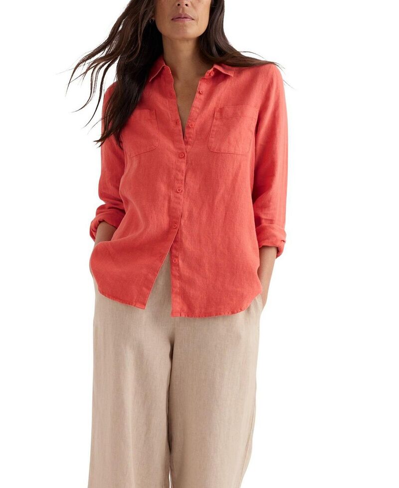 シーソルトコーンウォール レディース トップス プルオーバー リネン Seasalt Cornwall Hazel Branch Linen Shirt Dusky Coral コーラル
