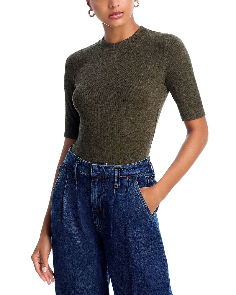一こま レディース トップス プルオーバー 労働者の一団のど首 肋材 FRAME Theatheribbed Crewneck Tee Rich Military Heather ギョリュウモドキ