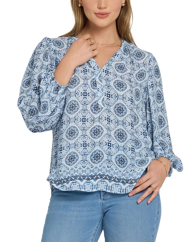 エヌワイディージェイ レディース トップス プルオーバー NYDJ Puff Sleeve Popover Shirt Azure Sky