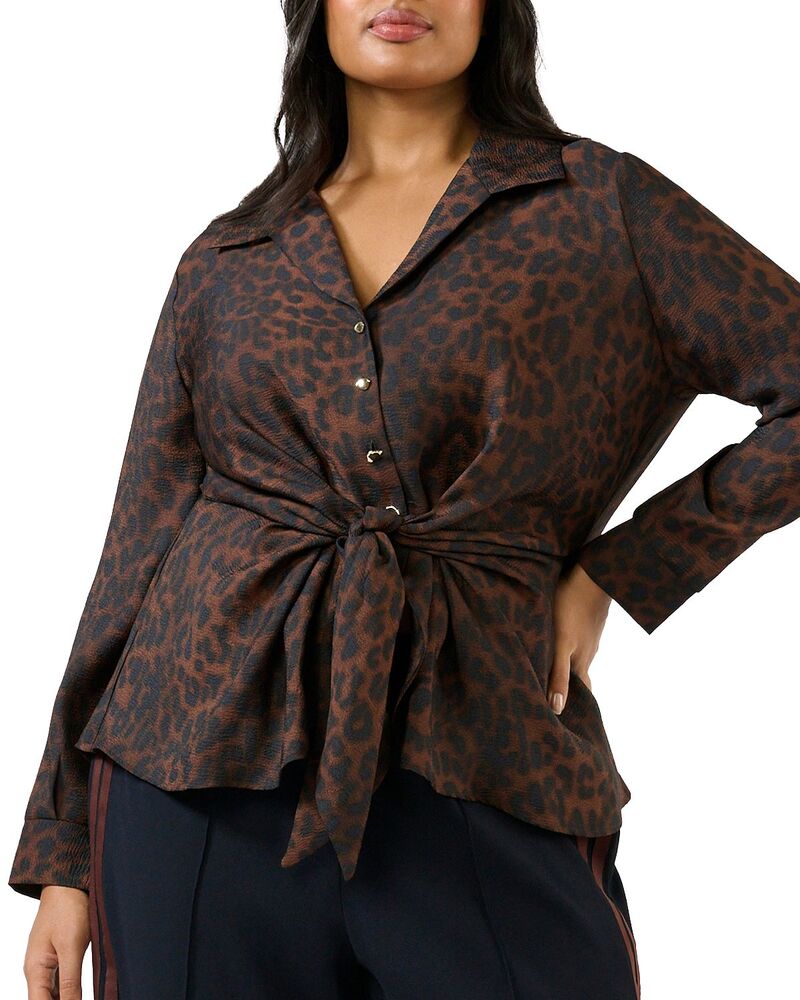 エステル足し加える レディース トップス プルオーバー トップ Estelle Plus Leona Tie Waist Blouse Chocolate/ Navy 米国海軍