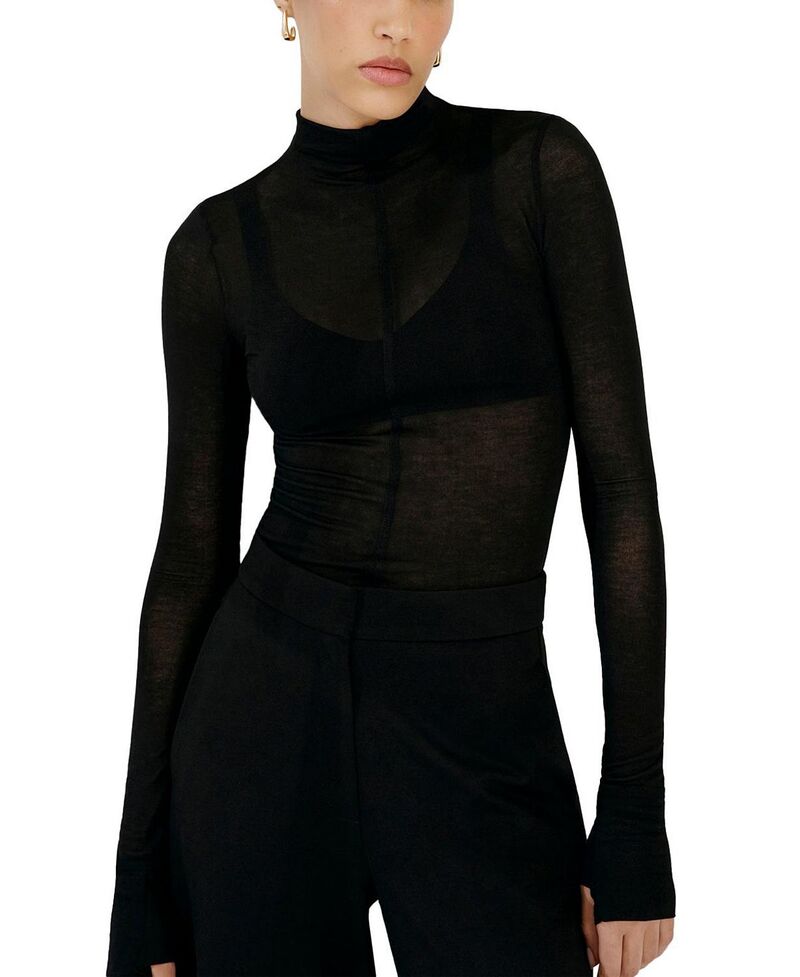 マルセラ レディース トップス プルオーバー タートルネック シアー Marcellalicia Sheer Turtleneck Top Black 黒いこと