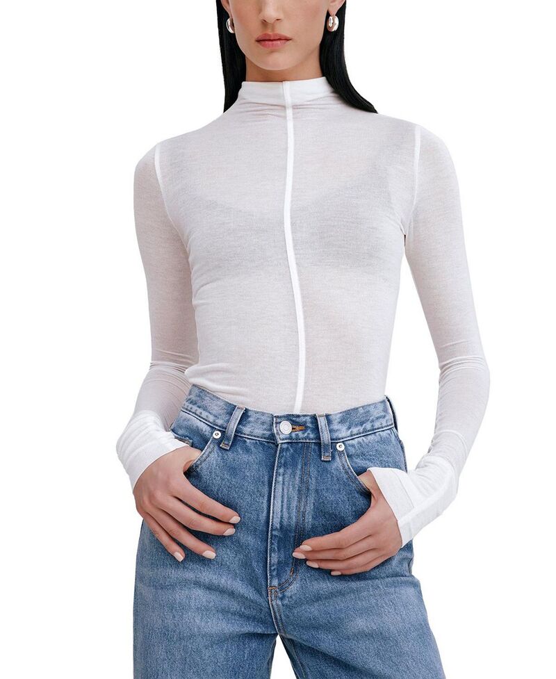 マルセラ レディース トップス プルオーバー タートルネック シアー Marcellalicia Sheer Turtleneck Top Off White 象牙色
