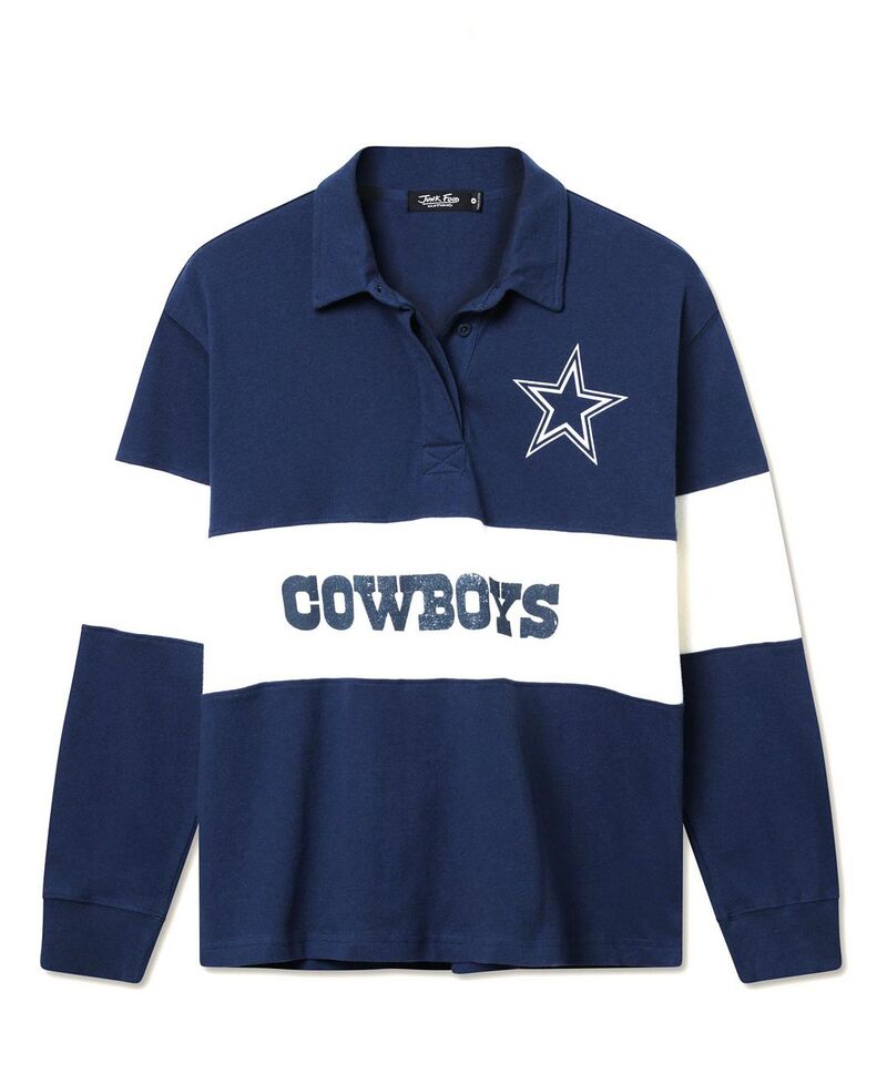ジャンクフードクロージング レディース アウター 編み物・スウェーター Junk Food Clothing Women\u0027s NFL Dallas Cowboys Rugby Long Sleeve Sweater Navy Blue 米国海軍