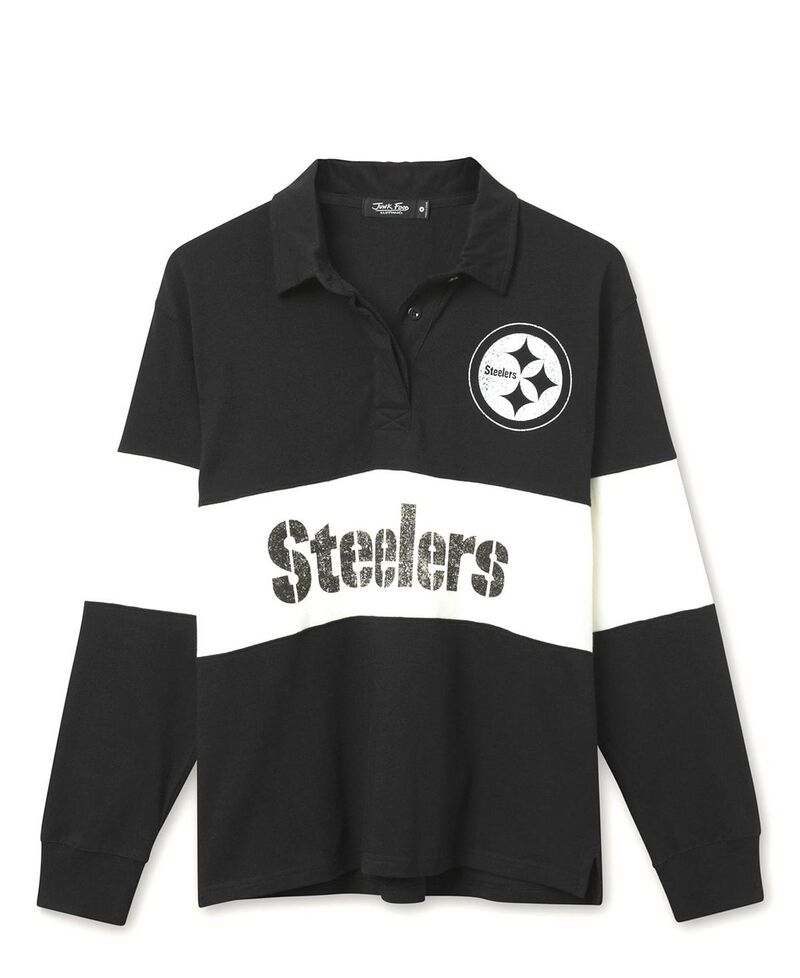 ジャンクフードクロージング レディース アウター 編み物・スウェーター プルオーバー Junk Food Clothing Women\u0027s NFL Pittsburgh Steelers Rugby Long Sleeve Sweater True Black 黒いこと