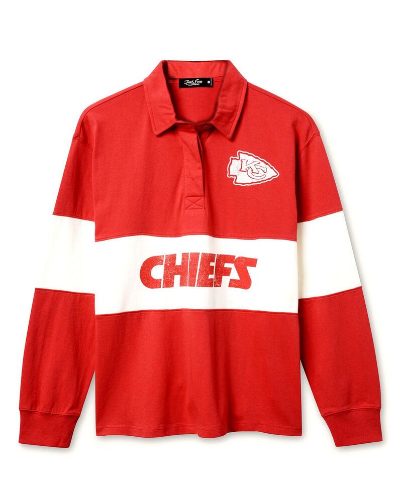 ジャンクフードクロージング レディース アウター 編み物・スウェーター Junk Food Clothing Women\u0027s NFL Kansas City Chiefs Rugby Long Sleeve Sweater Licorice