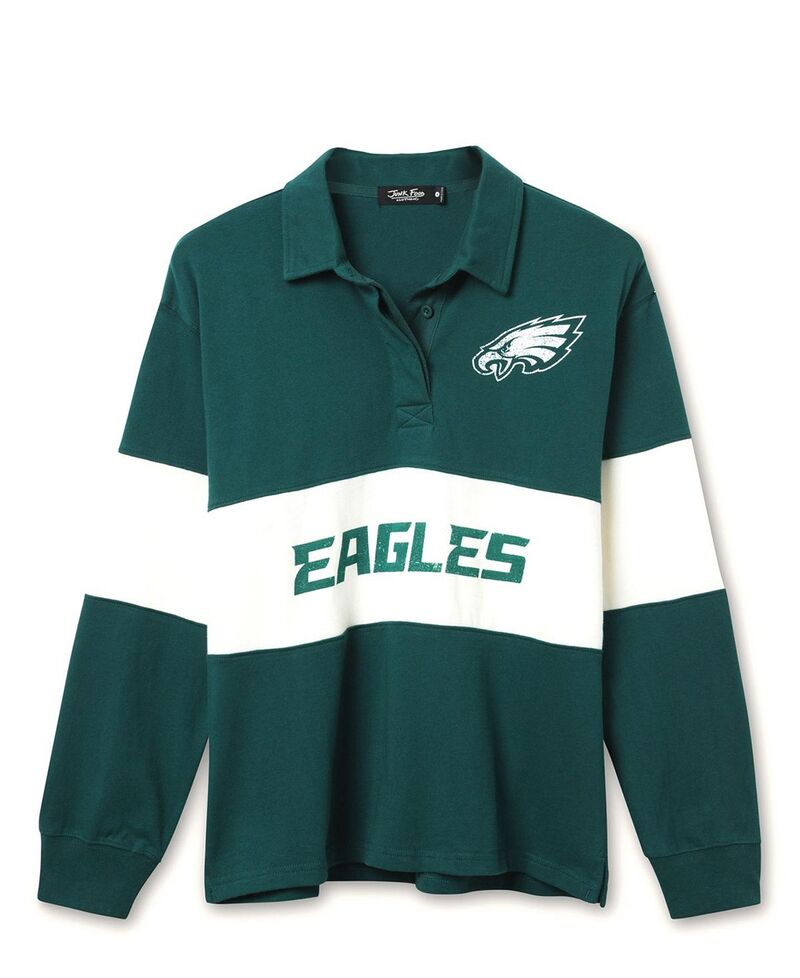 ジャンクフードクロージング レディース アウター 編み物・スウェーター Junk Food Clothing Women\u0027s NFL Philadelphia Eagles Rugby Long Sleeve Sweater Eagles Green 緑であること