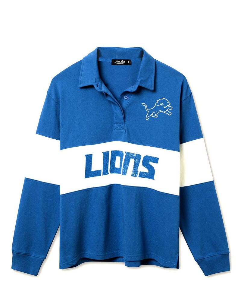 ジャンクフードクロージング レディース アウター 編み物・スウェーター Junk Food Clothing Women\u0027s NFL Detroit Lions Rugby Long Sleeve Sweater Lions Blue 青色